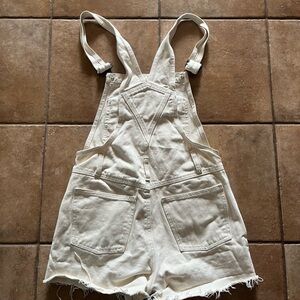 Brandy Melville Cream Denim Overall Shorts